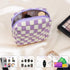 Small Makeup Bag for Purse, Mini Checkered Cosmetic Zipper Pouch, Travel Organizer for Women and Girls