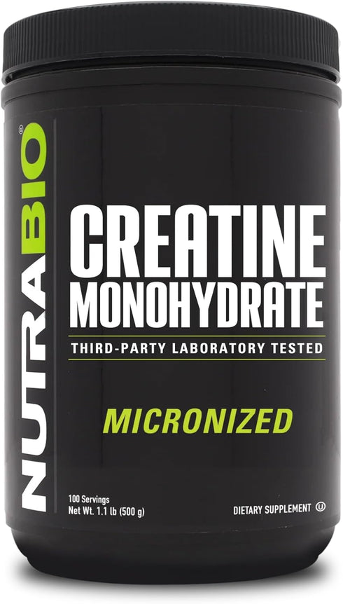 NutraBio Creatine Monohydrate - Micronized Pure Grade, Unflavored, HPLC Tested (500 Grams)