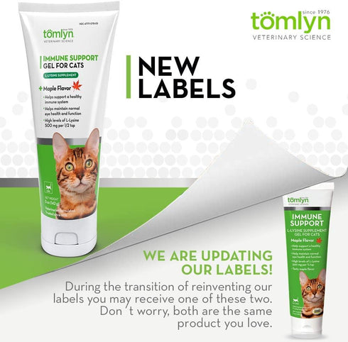 Tomlyn Immune Support L-Lysine Supplement: Maple-Flavored Gel for Cats and Kittens, 5oz