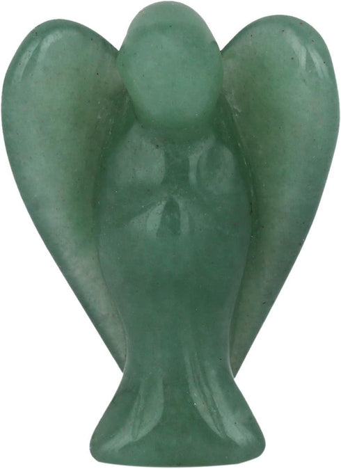 Rockcloud Healing Crystals Puff Heart & Guardian Angel Figurine, Carved Worry Stone Chakra Reiki Balancing Set