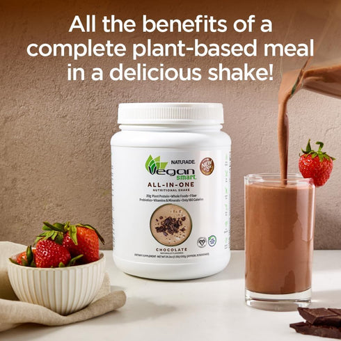 Vegansmart Naturade Plant Based Vegan Protein Powder, Gluten Free & Non-GMO, Chocolate, 15 Servings