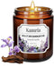 Kamria Violet Iris Sandalwood Candle, Elegant Floral Woody Aromatherapy in Amber Glass Jar,