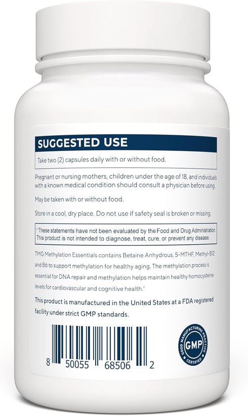 TMG Methylation Essentials (Trimethylglycine) - 120 Capsules