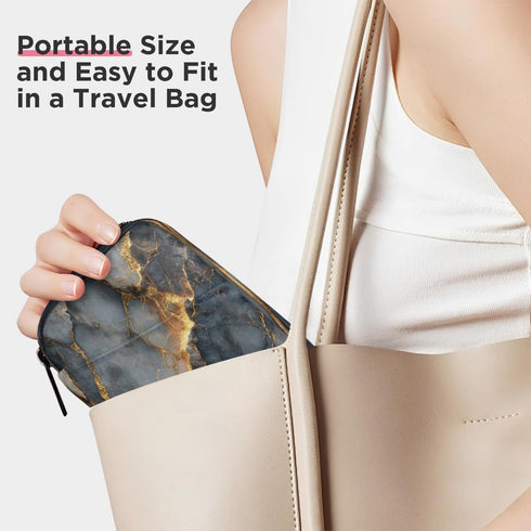 Skerhhux 7 Black Gold Marble Pill Case Travel Pill Organizer Weekly Day Portable with Zipper Medicine Box Pill Case