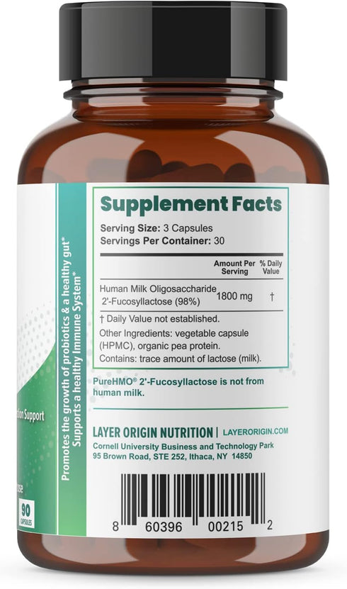 Layer Origin PureHMO Human Milk Oligosaccharide (HMO 2'-FL) Prebiotic - 30-Day Supply, Feed 180 Billion