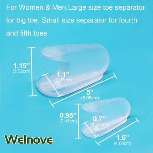 Welnove Toe Separators for Bunions, Gel Overlapping Toe Spacers, Bunion Corrector for Pain Relief, 10 Pack