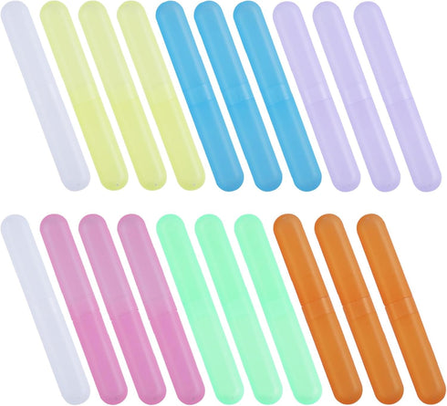20PCS Portable Toothbrush Case Set - Breathable Holder, Dust-proof Storage, Mixed Color for Daily and Travel Use