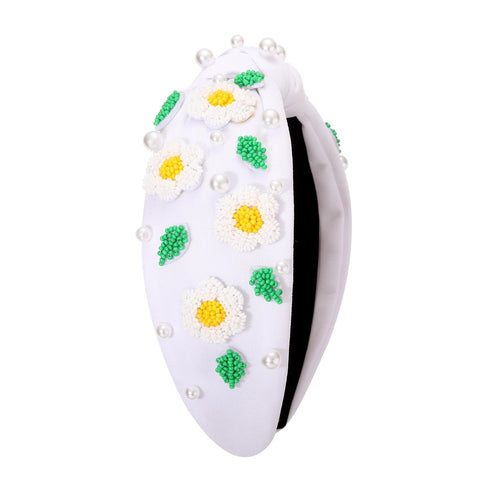NVENF Flower Headbands for Women, Beaded Pink Floral Headbands, Spring Summer Hair Accessories