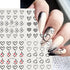 Valentine's Day Nail Art Stickers, Black Heart Water Transfer Decals, Simple Love Design for Women 12Pcs