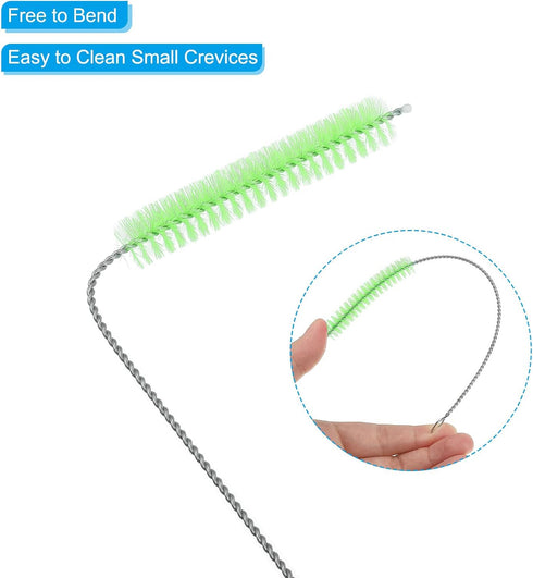PATIKIL 10"x3/8" Long Straw Brush, 5 Pcs Nylon Pipe Tube Cleaner for Drinking Straws and Pot Spouts, Green