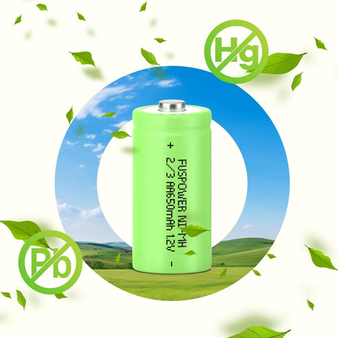 NiMH 2/3AA Rechargeable Battery 1.2V 650mAh Button Top for Garden Solar Light Pathway Lights (8 Count)