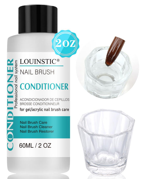 LOUINSTIC Nail Art Brush Cleaner 2 oz - Conditioner for Solid Gel Polish, Acrylic Nail Brushes, Quickly Restorer
