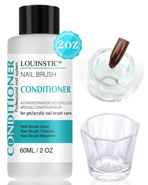 LOUINSTIC Nail Art Brush Cleaner 2 oz - Conditioner for Solid Gel Polish, Acrylic Nail Brushes, Quickly Restorer