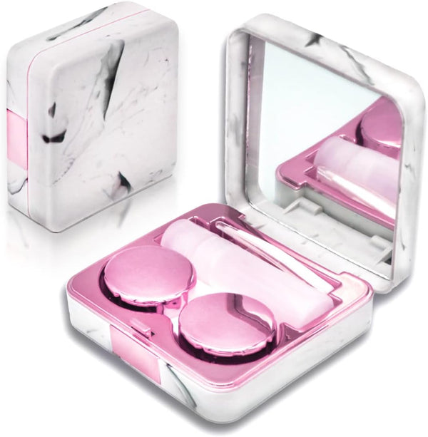 Portable Contact Lens Case, Cute Eye Contacts Applicator Remover Tool Kit with Mirror and Solution Bottle for Travel