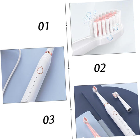 Set 3-in-1 Sonic Electric Toothbrush for Adults and Boys and Girls Rechargeable Oral Cleaning Brush Massager and Face