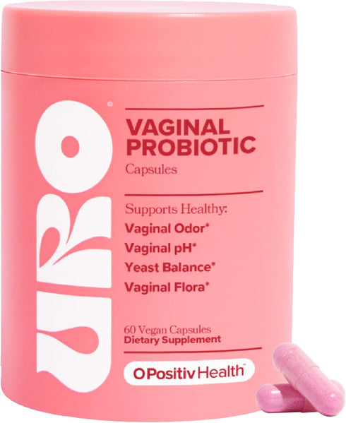 URO Vaginal Probiotics for Women - pH Balance with Prebiotics & Lactobacillus, 60 Count, Women's Health Supplement