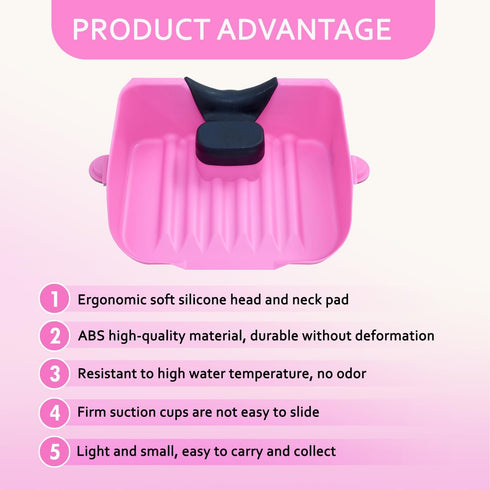 Nolasalon Portable Shampoo Basin for Kids, Baby, Children,Tear Free Hair Washing Basin Tray at Home (Pink)