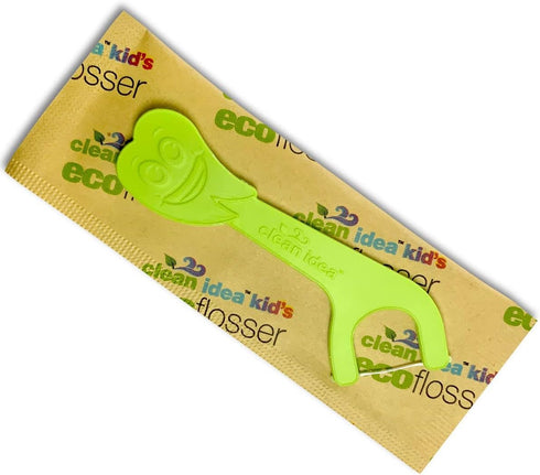 Kids Ecofloss - 150 Individually Wrapped Floss Picks - Flosser for Kids - Packaged Floss Picks