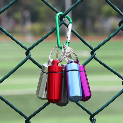 EFFIET 5 Packs Mini Keychain Pill Holder Fob, Waterproof Portable Tablets Container Case for Outdoor Camping