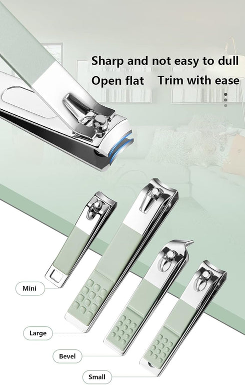 Professional Nail Clipper Pedicure Set,Manicure Set Personal Care, Nail Clipper Kit,Nail Tools with Luxurious Travel Case, Gifts for Men Women Family Friend,Green (12 Pieces)