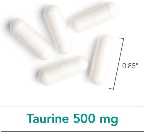 Nutricology Taurine 500mg Supplement - Organic, Pure, Vegetarian Capsules, Cardiovascular Support - 100 Count