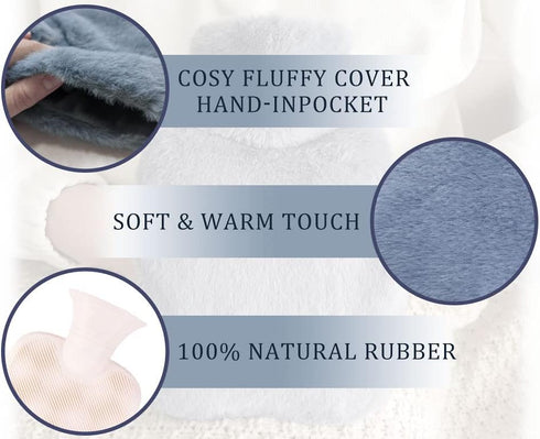 3 in 1 Hot Water Bottle Pouch, Hot Bottle Bag, Hot Water Bottle with Waist Cover, Warm Water Bag, Hot Water Bottle Pouch with Soft Belt, with Eye Mask+Funnel, for Pain Relief Waist Back Neck