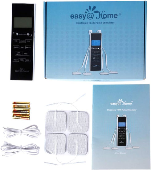 TENS Unit Muscle Stimulator, Easy@Home Electronic Pulse Massager, Pain Management Device with Backlit LCD Display, OTC