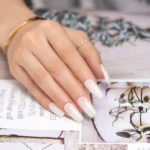 RARJSM Milky White Gel Nail Polish, 15ml Clear Jade White UV LED Soak Off Sheer Transparent Color for French Manicure