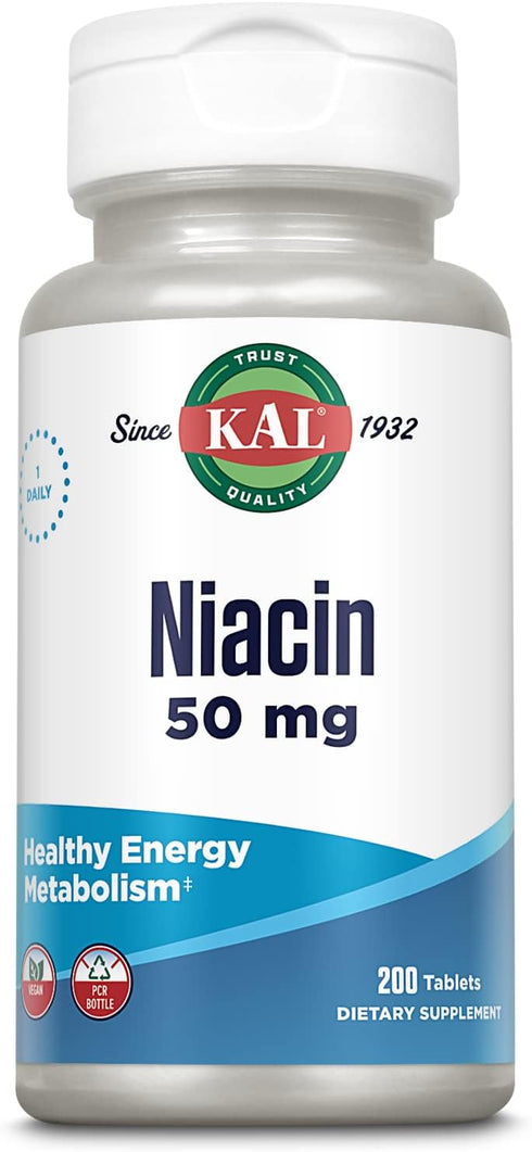 Kal 50 Mg Niacin Tablets, 200 Count