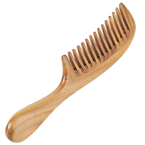 Onedor Handmade 100% Natural Green Sandalwood Hair Combs - Anti-Static Wooden Wide Tooth Detangler Comb