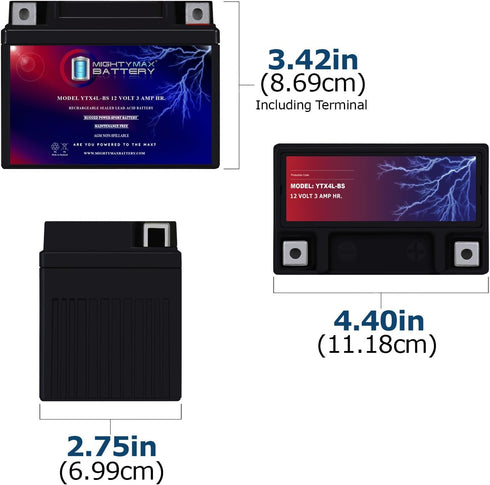 Mighty Max Battery YTX4L-BS RT4L-BS SLA Replacement Battery for Parts Unlimited