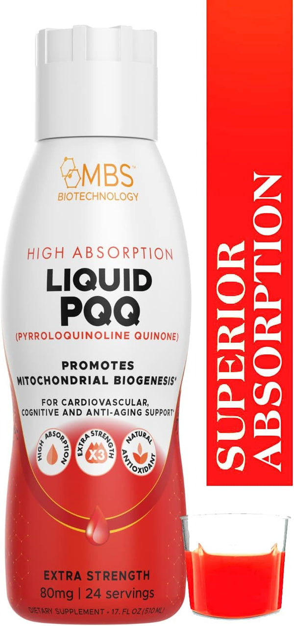 17 Oz Liquid PQQ: 80mg Highly Absorbable Pyrroloquinoline Quinone for Mitochondria Energy and Antioxidants, 24 Servings