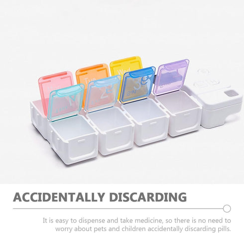 Ipetboom 7-Compartment Electronic Weekly Pill Organizer, Detachable Medicine Box with Sealed Compartments, Portable
