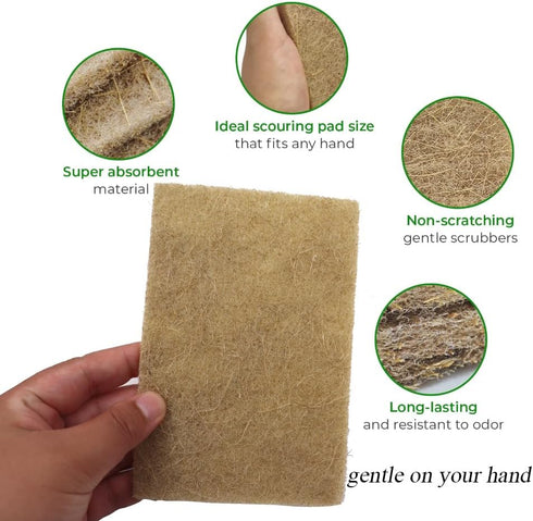 Natural Scouring Pads 15 Pack, Non-Scratch Eco-Friendly Coconut Fiber Kitchen Scrubbers for Dishes and Pots