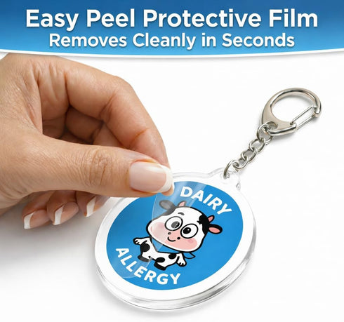 Sovelirix Set, Nut Peanut Dairy Shellfish Wheat Egg Allergy Alert Keychain Food Allergy Medical Alert with Tags