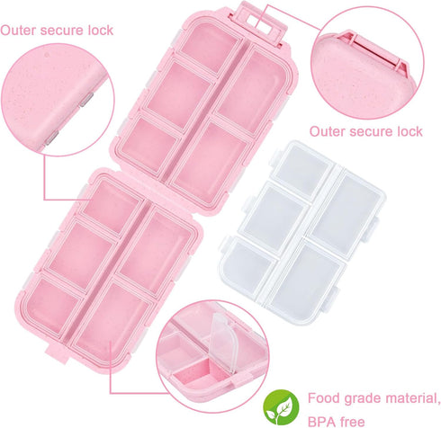 Shiritany 189 7 1 Pack) Travel Pill Organizer with Medicine Labels & Stickers - Day Pill Organizer (Pink