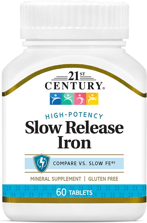 21st Century Iron Tablets, Slow Release, 60 Count, PACK OF 2 - Packaging May Vary