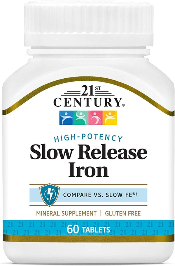 21st Century Iron Tablets, Slow Release, 60 Count, PACK OF 2 - Packaging May Vary