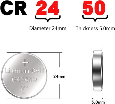 SKOANBE 5PCS CR2450 2450 BR2450 DL2450 ECR2450 3V Lithium Battery