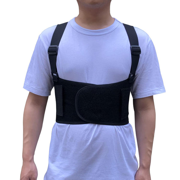 Rib Brace Chest Binder Belt for Men and Women, Breathable Support Wrap for Cracked, Fractured Ribs Protection (Large)