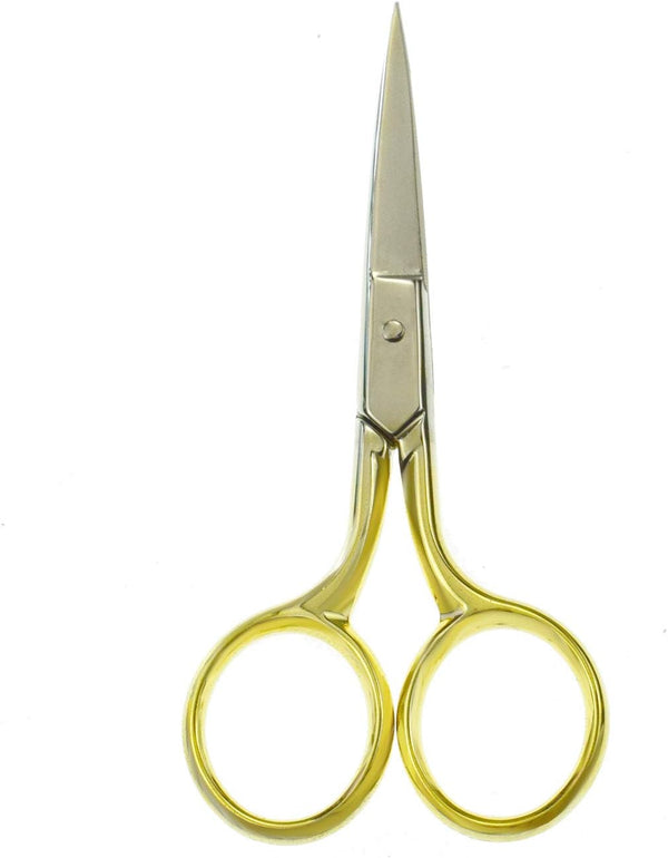 Professional Grooming Scissors - Stainless Steel Fine Straight Curved Tip Scissors for Facial Hair Removal, 3.5”