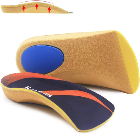 RooRuns 3/4 Arch Support Insoles - Plantar Fasciitis Insoles with Metatarsal Pads for Flat Feet, Heel Pain Relief (M)