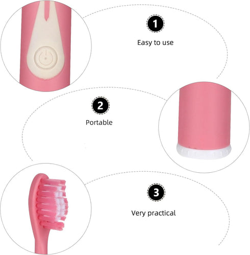 SOLUSTRE Sonic Electric Toothbrush Portable Teeth Cleaning Brush for Adults Rechargeable Pink Personal Care Oral