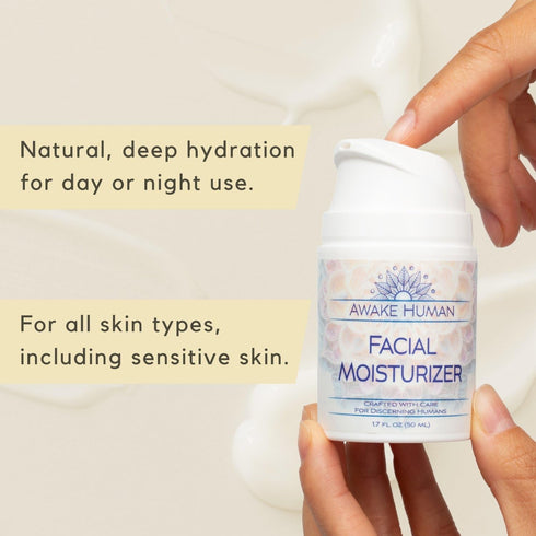 Natural Face Moisturizer for Dry Sensitive Skin - Organic Aloe & Green Tea Cream