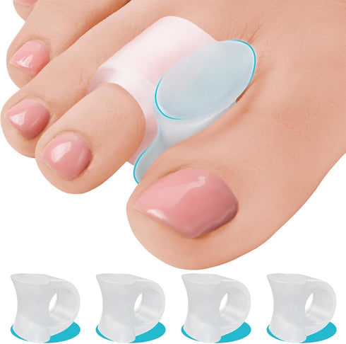 5 STARS UNITED Big Toe Spacers – 4 Gel Separators for Bunions, Overlapping Toes, Alignment, Diabetic Foot Care, Clear