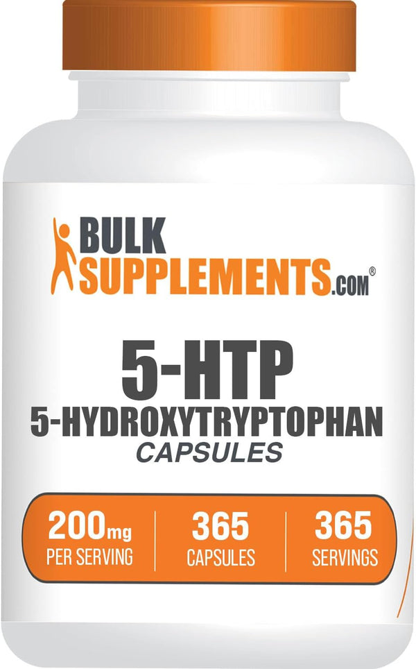 BulkSupplements.com 5-HTP Capsules, 200mg 5-Hydroxytryptophan Supplement, Gluten Free, 365 Capsules per Pack