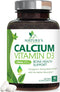 Calcium 1200 mg Plus Vitamin D3, 180 Tablets, Bone Health & Immune Support, Extra Strength