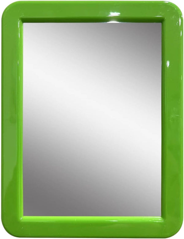 Magnetic Mirror for Locker, 5x7 inch Grass Green Framed Real Glass Make-up Mirror for School, Home