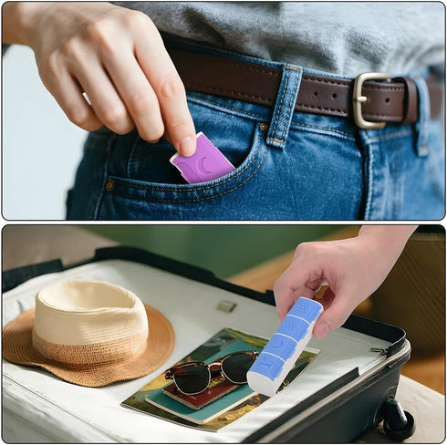 Lit-Pack 7-Day 2-3-4 (4 Weekly Pill Organizer, Medicine Box, Times Daily, Black Leather Travel Case Compartment)