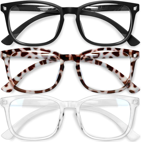 Gaoye Stylish Blue Light Glasses for Women, Computer Glasses with 99% Blue Light Blocking, 3 Pack